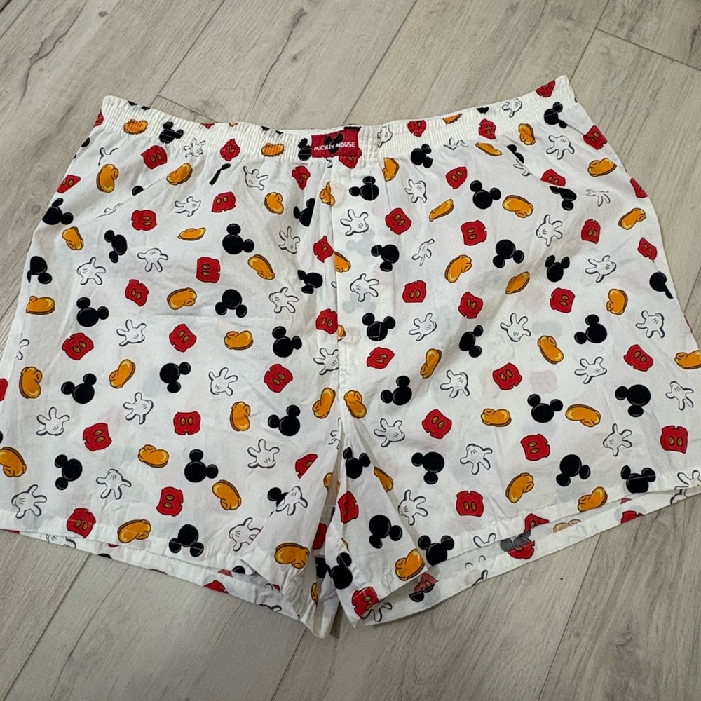Disney Parks Men’s White Boxer Shorts with Mickey Pattern